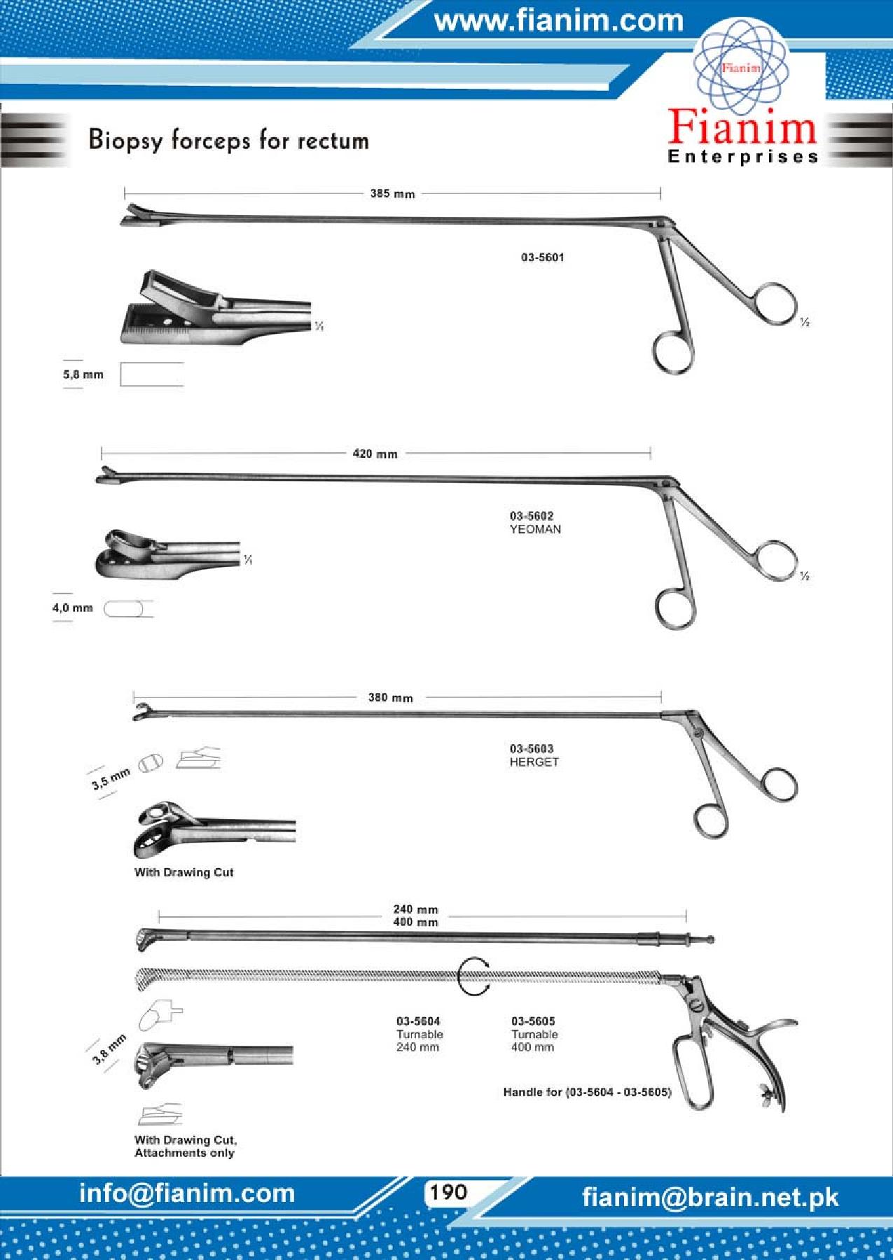 Forceps, Intestinal Clamps, Specula, Biopsy Forceps, Anuscopes